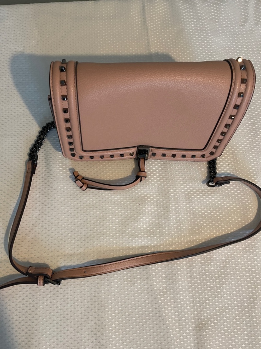 Blush Pink Stud-Trim Crossbody Bag
